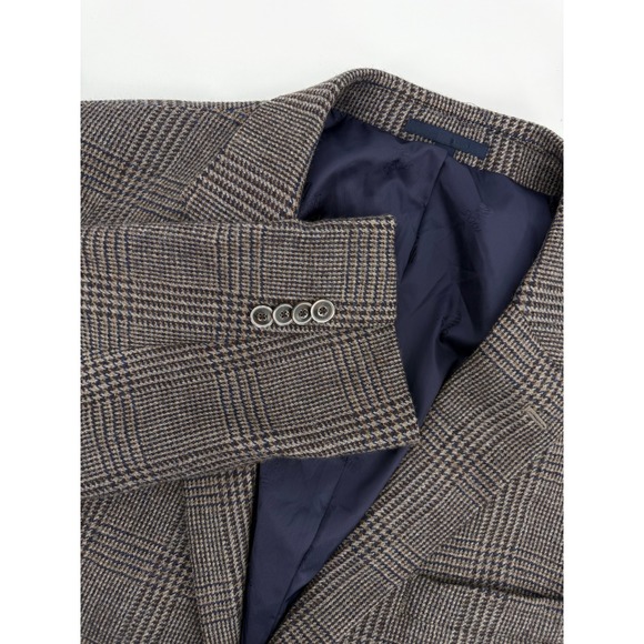 Jos A Bank Jacket Mens 46L Brown Plaid Blazer Wool Tailored Fit Sport Coat Brrr - Picture 1 of 12